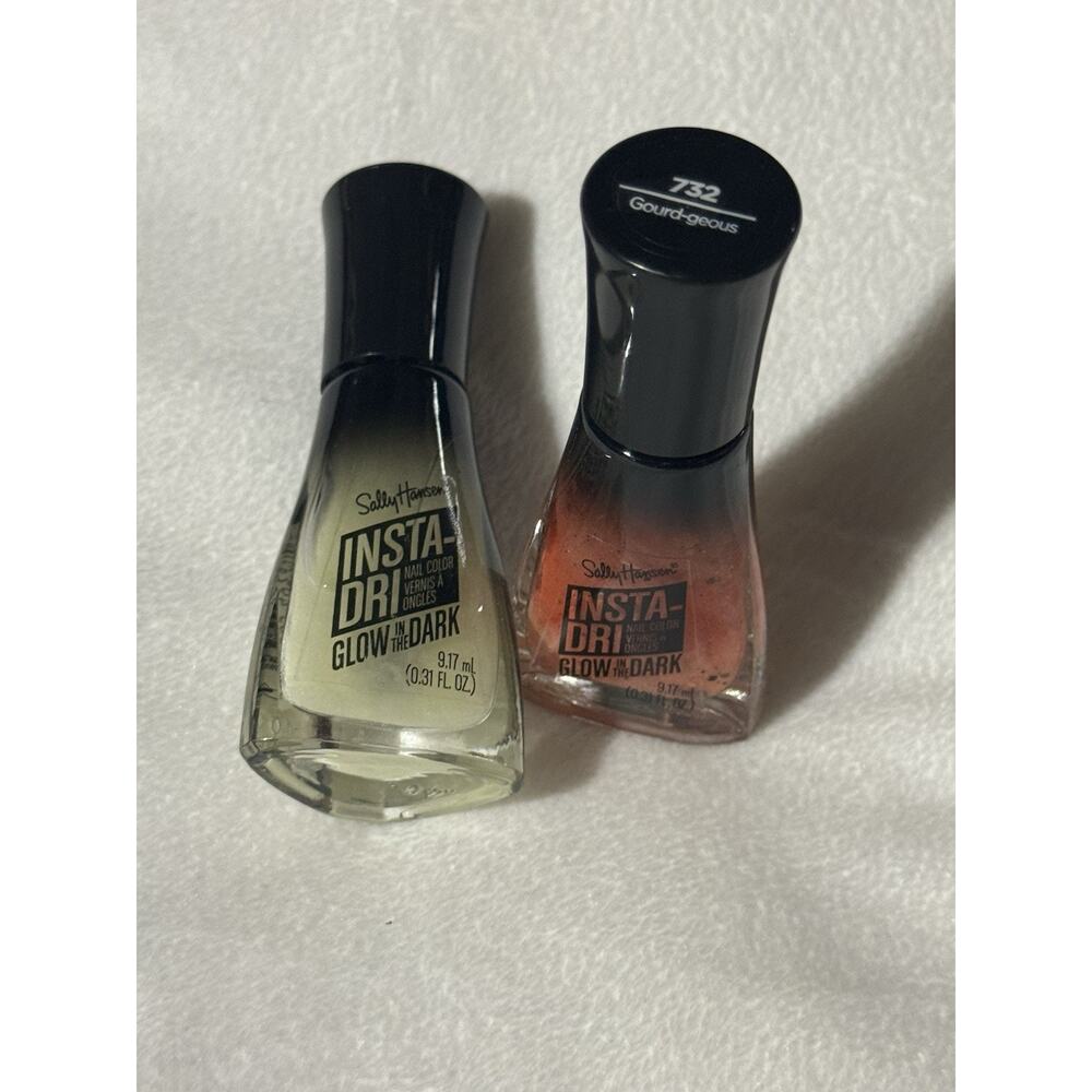 Sally Hansen Insta-Dri GLOW IN THE DARK Nail Polish Lot of 2 Orange & Green